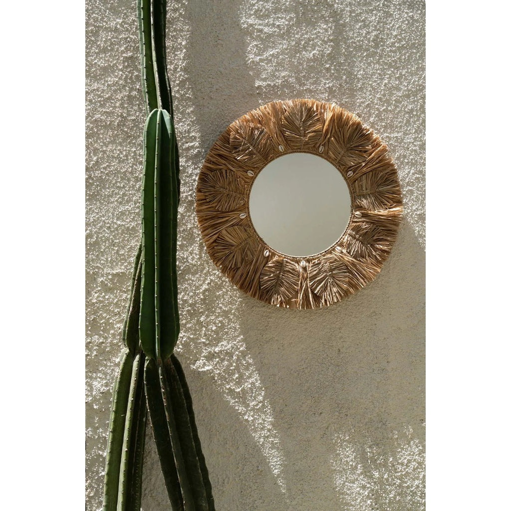 Bazar Bizar Palm Tree Spiegel - Naturel - Raffia - Ø 60 cm