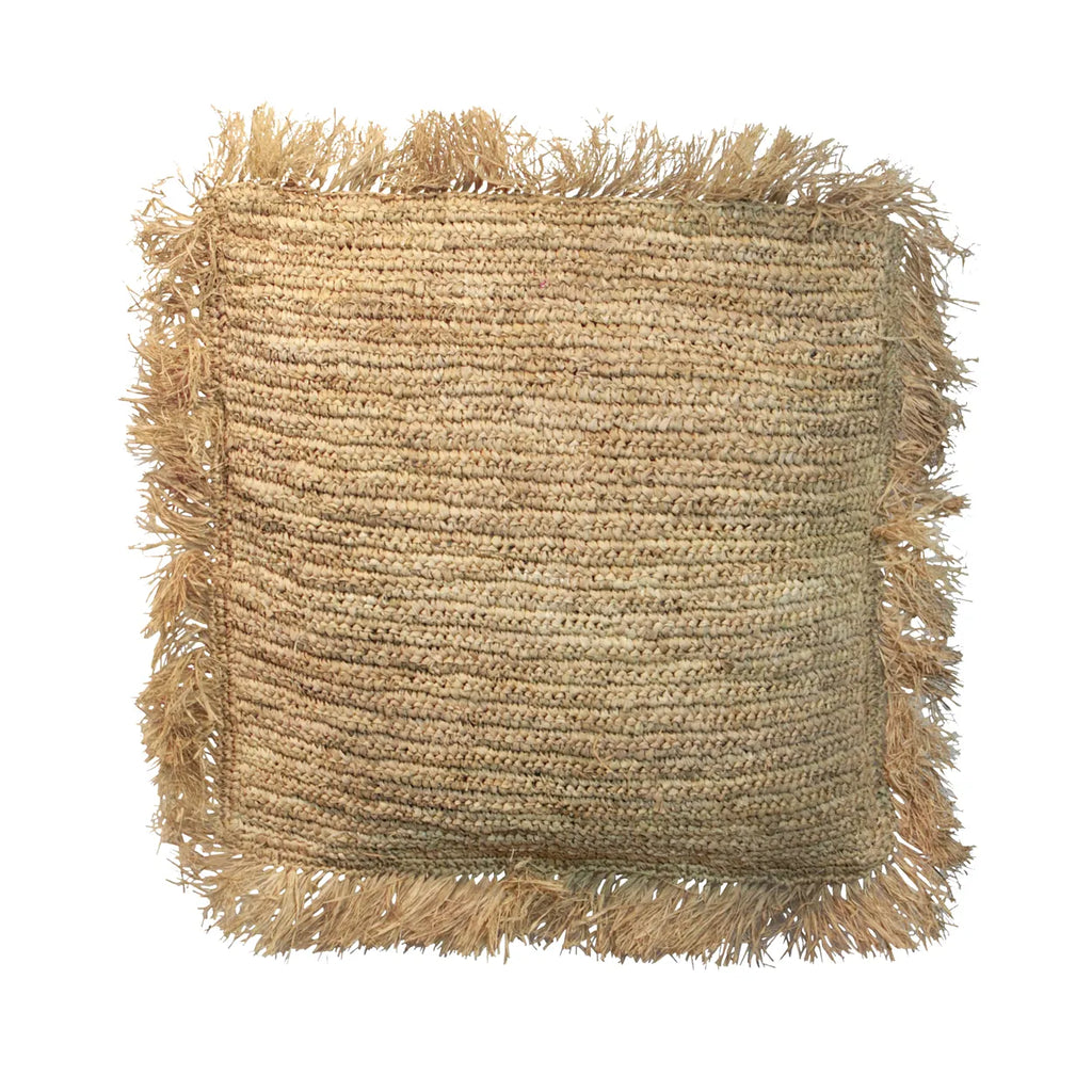 Bazar Bizar Raffia Kussenhoes - Naturel - Raffia - 60 x 60 cm