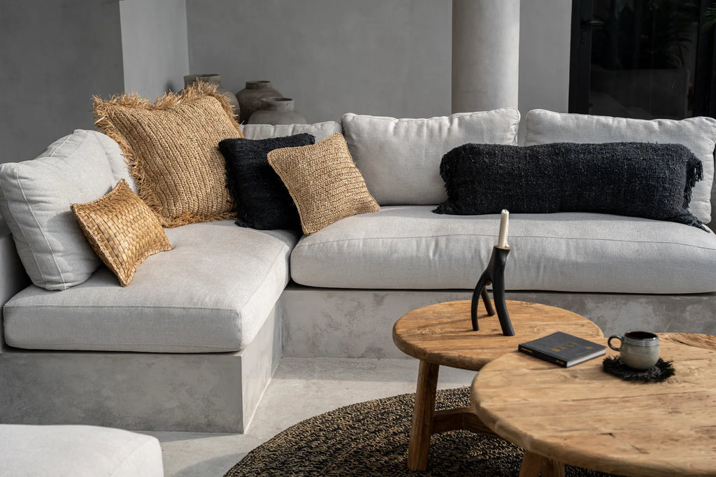 Bazar Bizar Raffia Kussenhoes - Naturel - Raffia - 60 x 60 cm