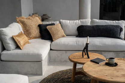 Bazar Bizar Raffia Kussenhoes - Naturel - Raffia - 60 x 60 cm