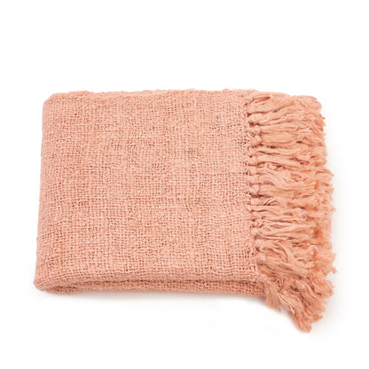 Bazar Bizar S'il vous Plaid - Zalm Roze - Katoen - 130 x 170 cm