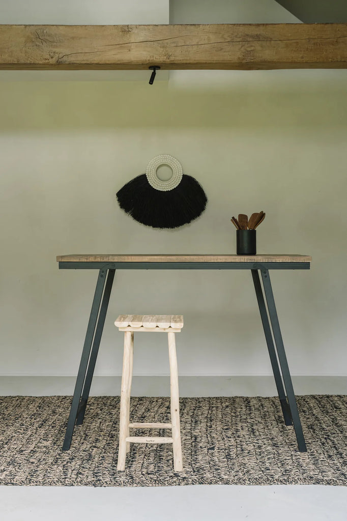 Bazar Bizar Shell Alang Alang - Zwart - Raffia - Schelpen - ± 60 x 85 cm