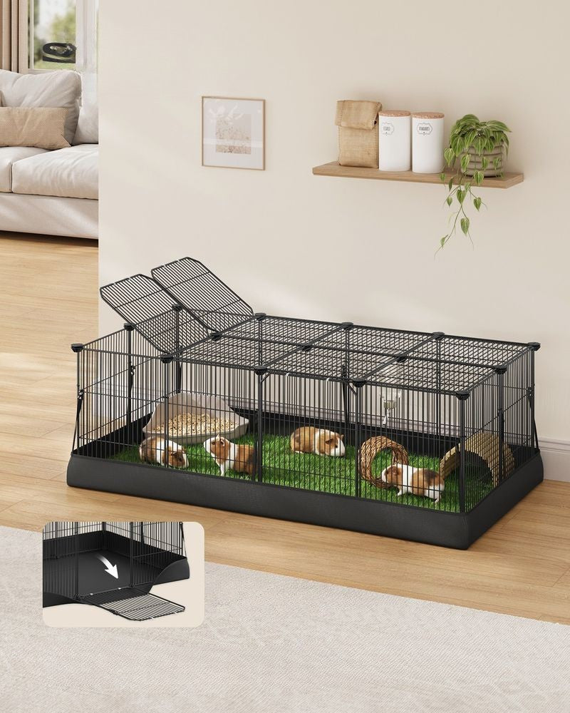 Nancy's Pradalunga Dierenren - Hok voor kleine dieren - Dubbele deur - Waterbestendig - Zwart - Staal - ± 125 x 65 x 40 cm