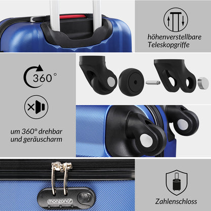 Nancy's Lochbuie Suitcase Set - Travel Suitcases - 3-piece - Hard Case - Extra Straps - Practical Mesh Pocket - ABS