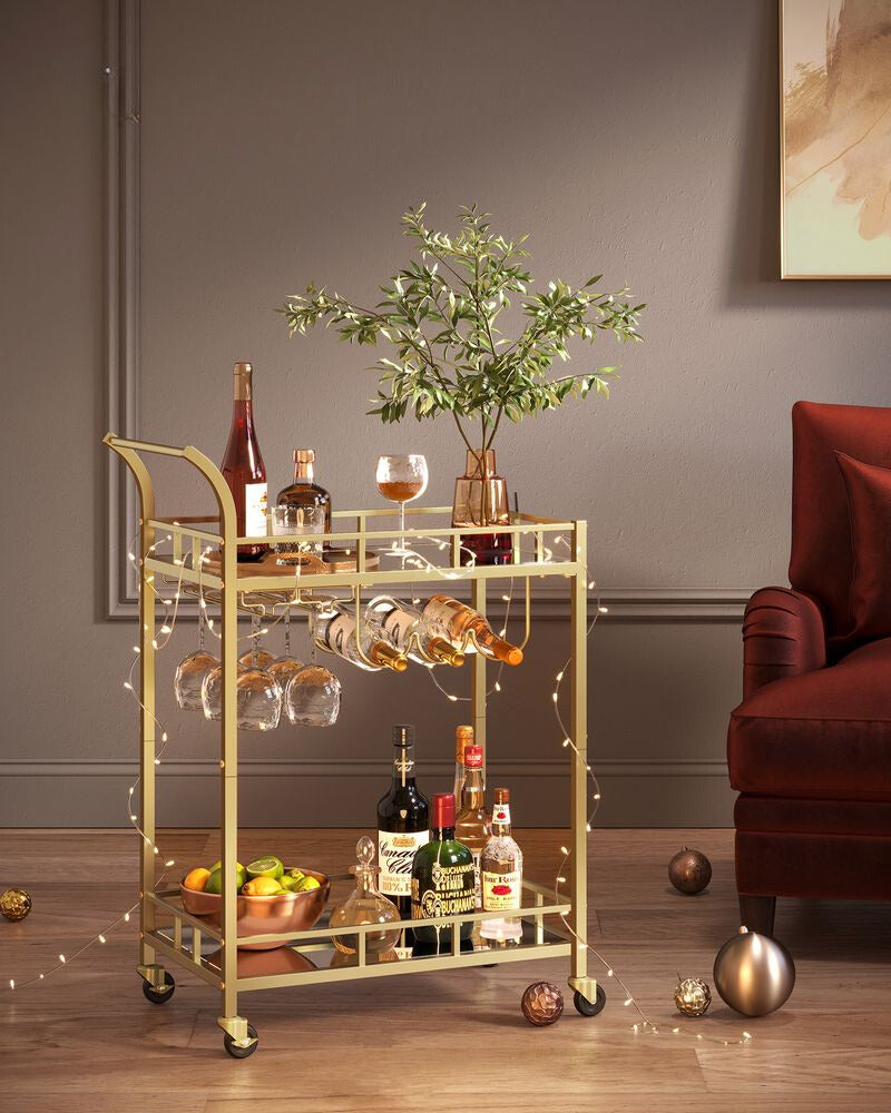 Nancy's Totton Kitchen Dessert Gold - Chariot de service - Bartrolley - Moderne - Acier - 60 x 38 x 90 cm