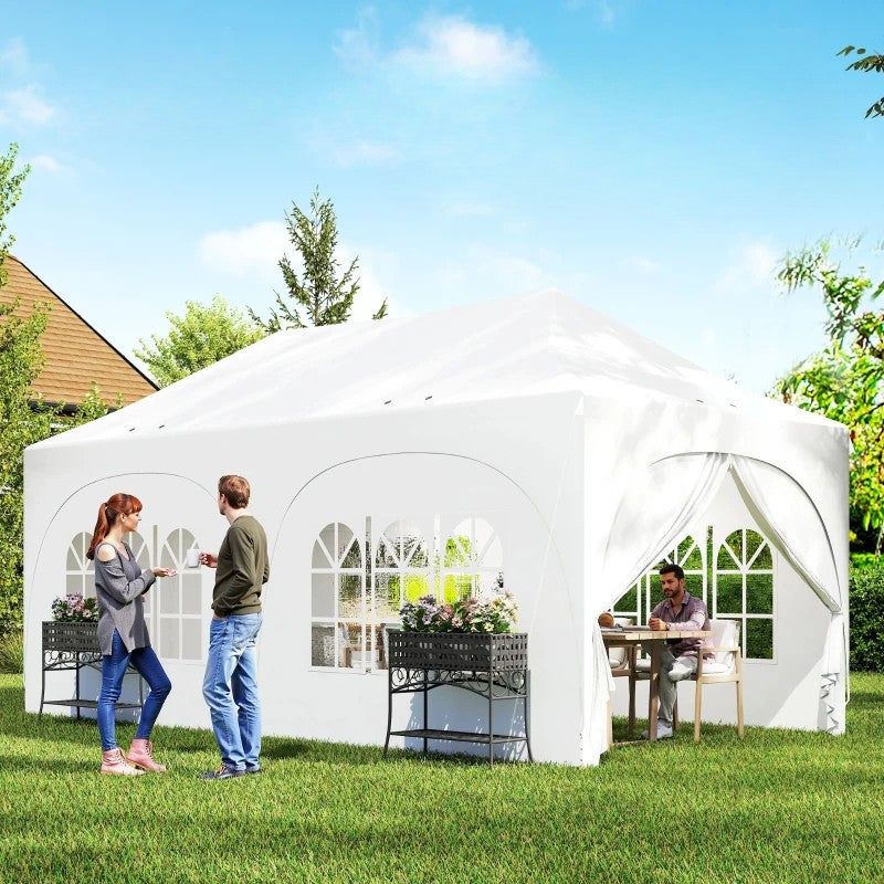Nancy's Polinago Party tent - Paviljoen - Opvouwbaar - Lichtgrijs / Wit - ± 600 x 30B x 315 cm