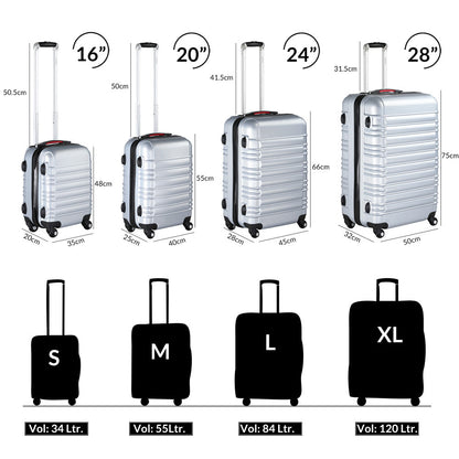 Ensemble de valises de voyage Nancy's Rockton - 4 pièces - Étui rigide - Sangles supplémentaires - Poche filet pratique - ABS