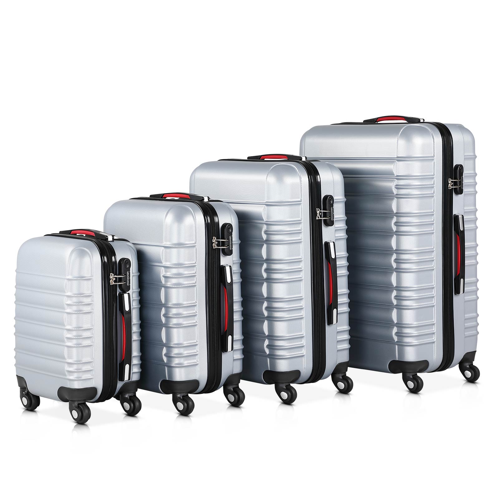 Ensemble de valises de voyage Nancy's Rockton - 4 pièces - Étui rigide - Sangles supplémentaires - Poche filet pratique - ABS