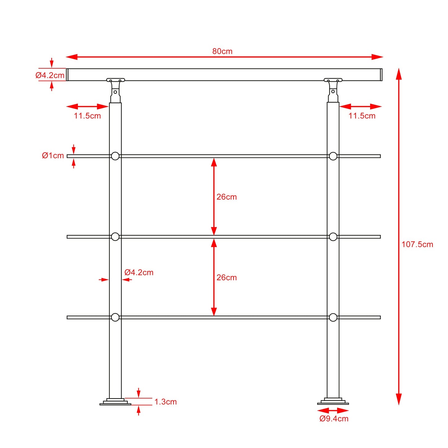 Nancy's Lake Lorraine Stair Railing - Trellis - Handrail - Stainless Steel - 80 cm