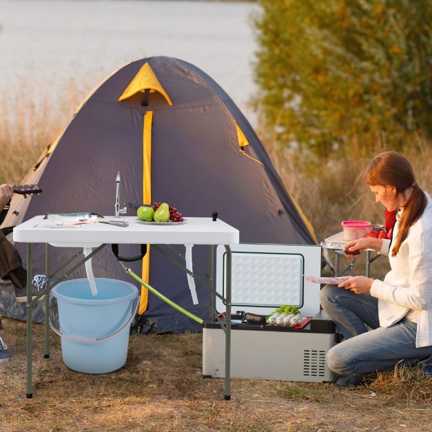 Nancy's Freches Campingtafel - Picknicktafel - Kampeertafel - Wit - ± 100 x 65 x 110 cm