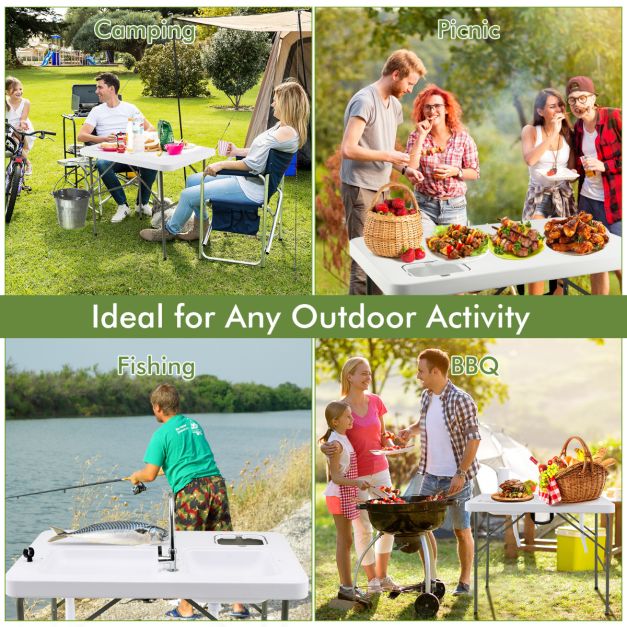 Nancy's Freches Campingtafel - Picknicktafel - Kampeertafel - Wit - ± 100 x 65 x 110 cm