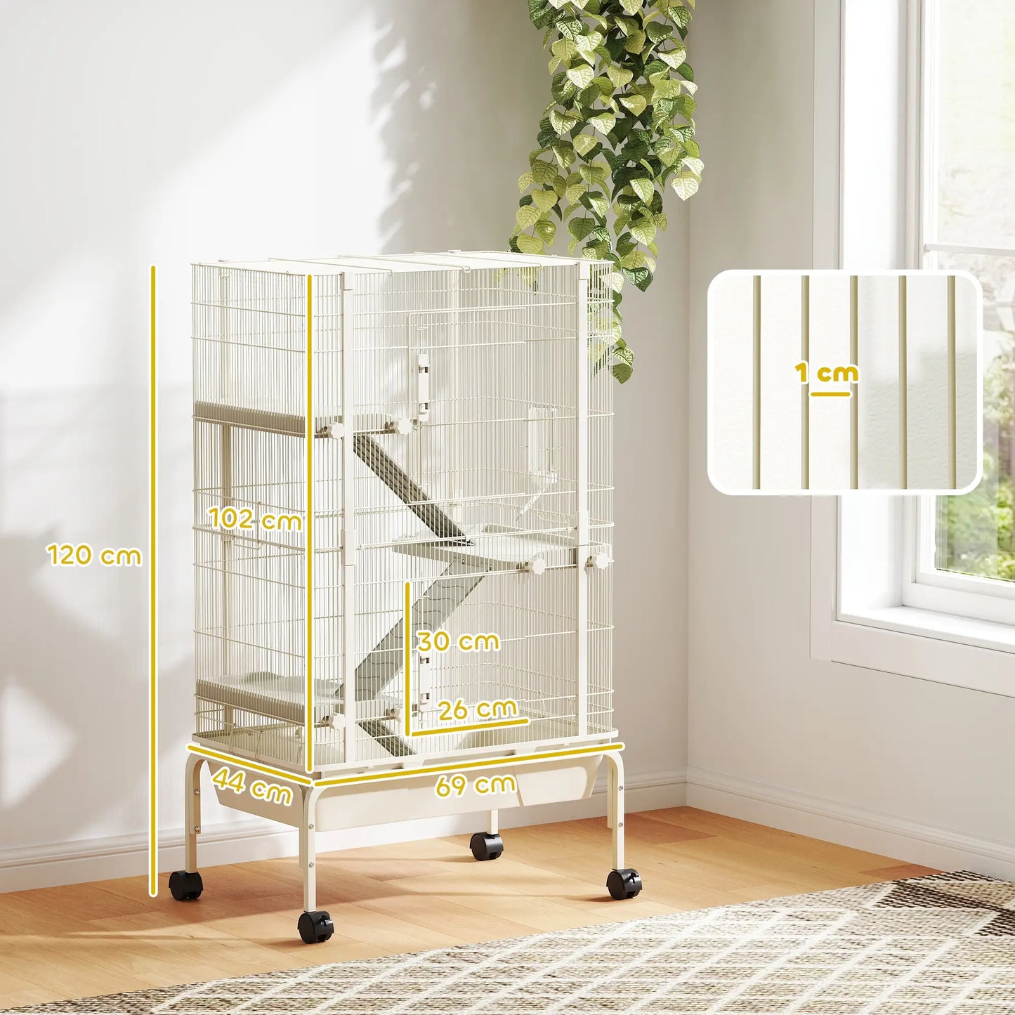 Nancy's Foza Knaagdierkooi - Hamsterkooi - Beige - ± 70 x 45 x 120 cm