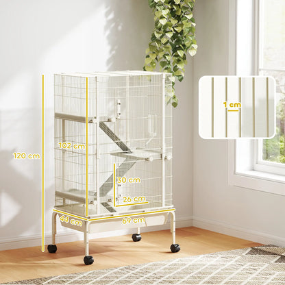 Nancy's Foza Knaagdierkooi - Hamsterkooi - Beige - ± 70 x 45 x 120 cm