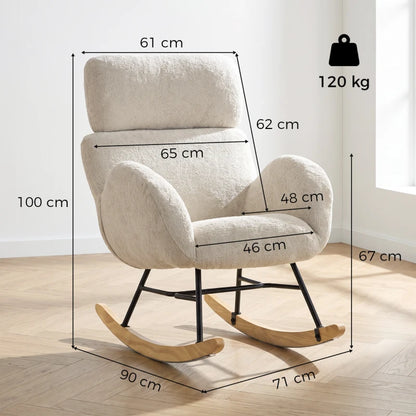 Nancy's Varago Schommelstoel - Relaxstoel - Relaxfauteuil - Crèmewit - Fluweel
