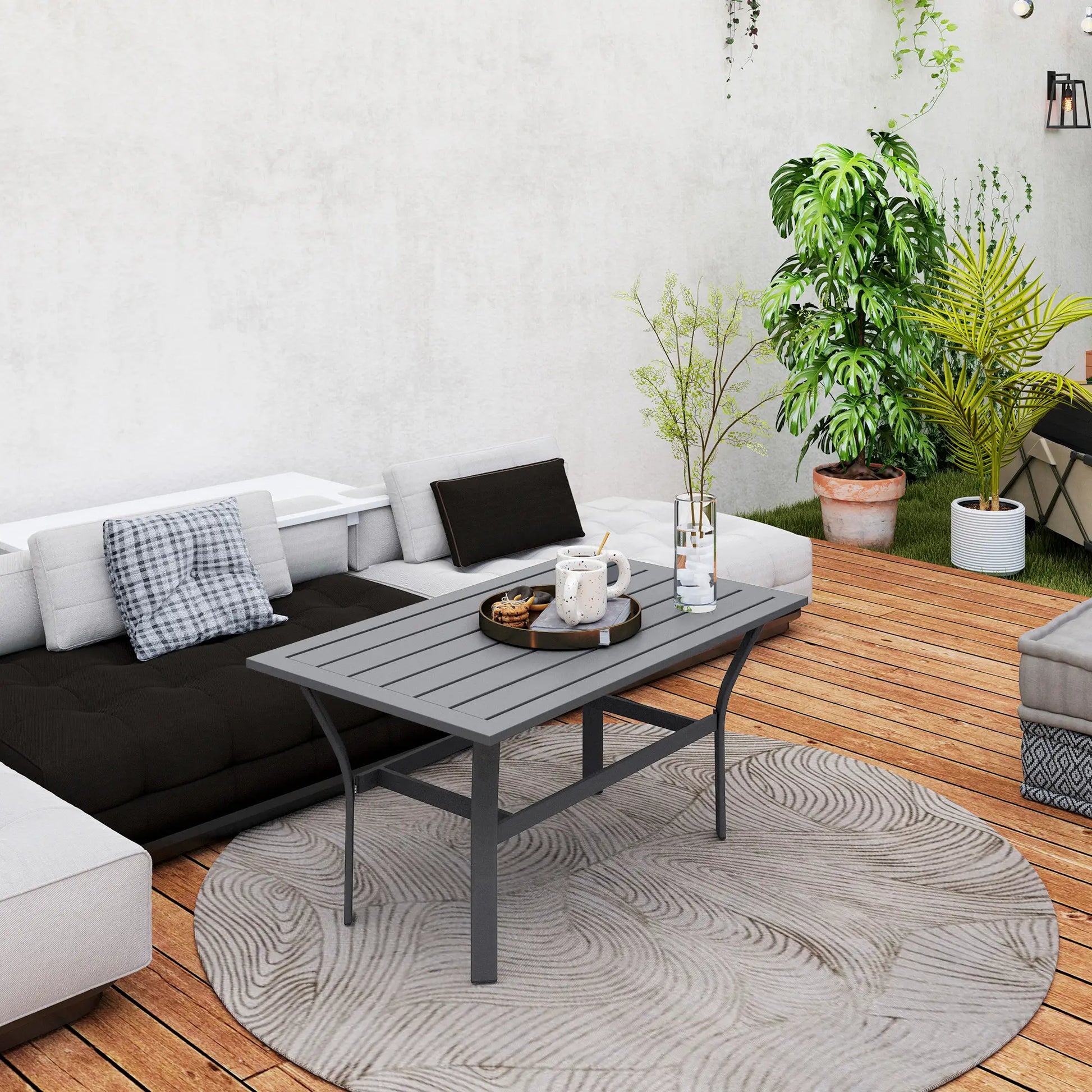 Nancy's Cormons Tuintafel - Terrastafel - Tafel voor Buiten - Grijs - Staal - ± 90 x 55 x 45 cm