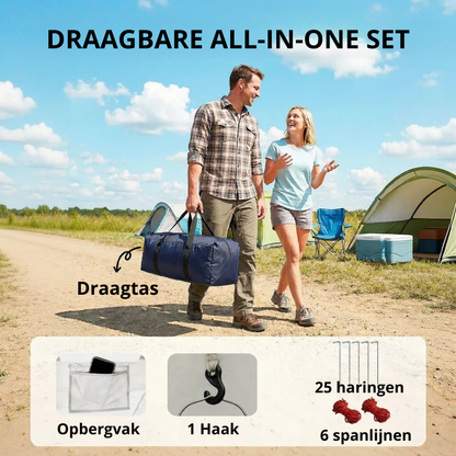 Nancy's Smarano Kampeertent - Campingtent - 2-4 Personen - Gezinstent - Blauw / Crèmewit - 385 x 240 x 140 cm