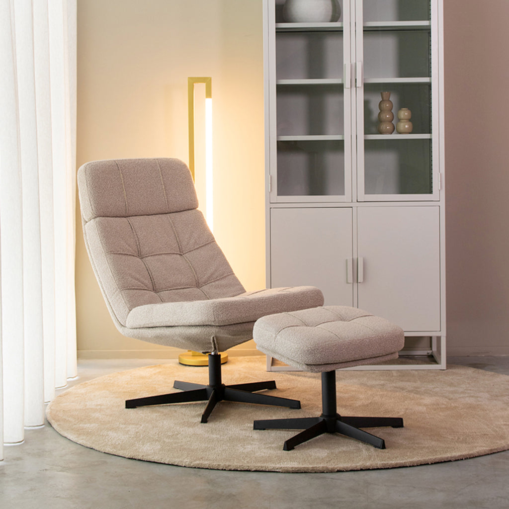 Draaifauteuil Alvar + Ottomane 53x57x83 cm