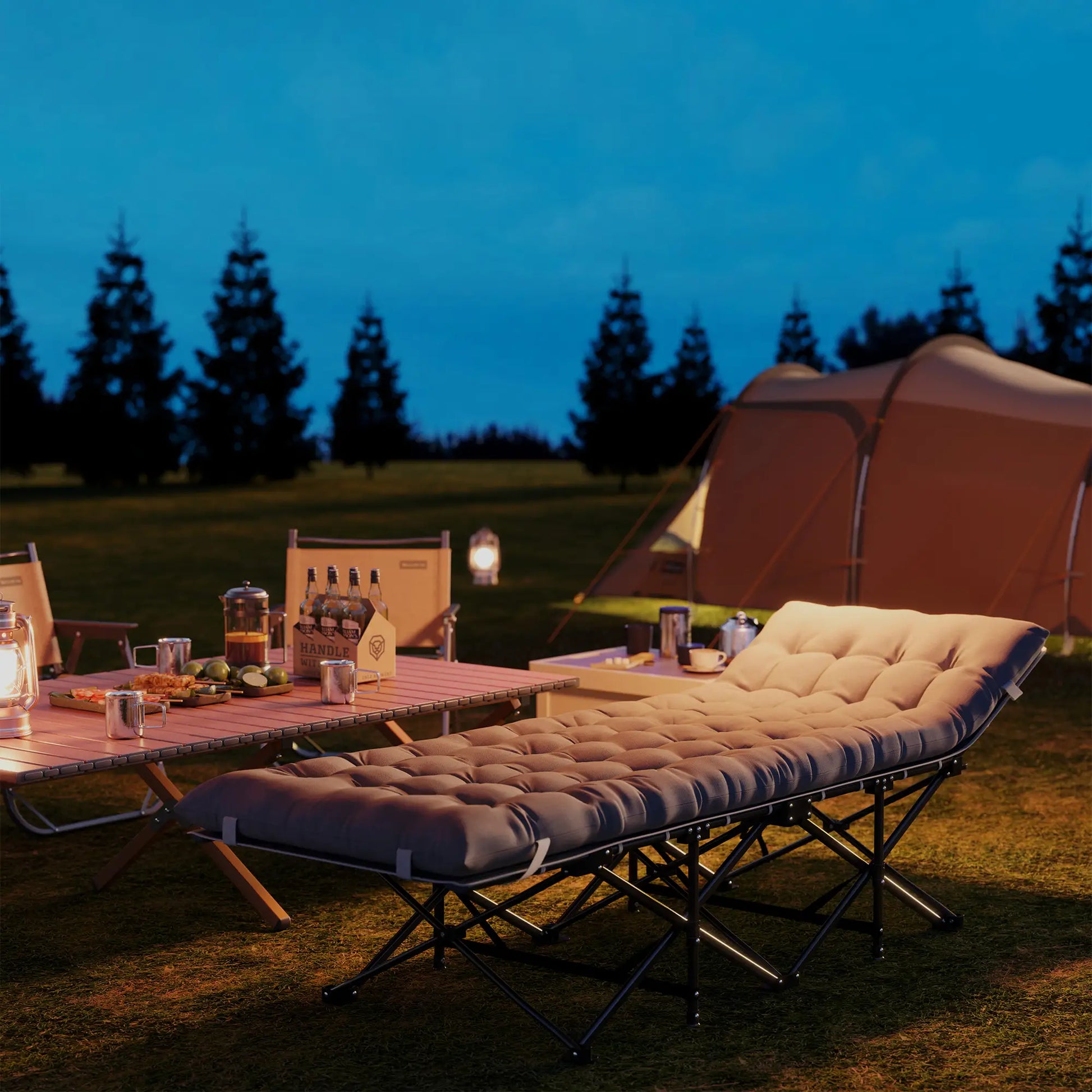 Nancy's Gattinara Stretcher - Campingbed - Veldbed - Grijs - ± 190 x 65 x 35 cm