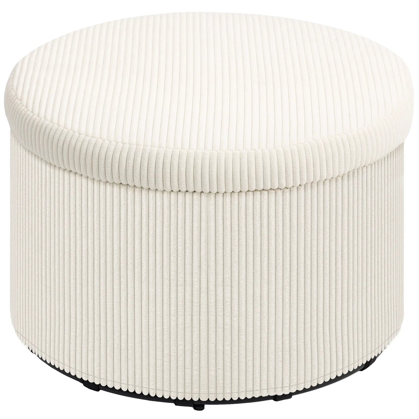 Nancy's Cutigliano Poef - Krukje - Opbergkruk - Beige - Ribfluweel - ± Ø60 x 40 cm