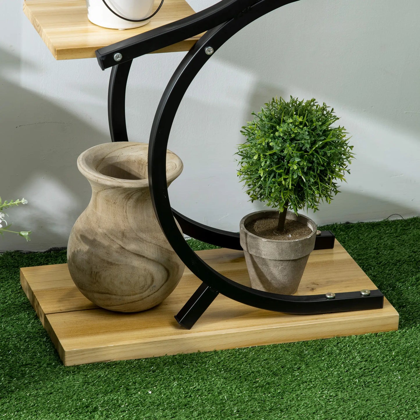 Nancy's Farini Plantenrek - Plantenstandaard - Bloemenstandaard - Zwart / Hout