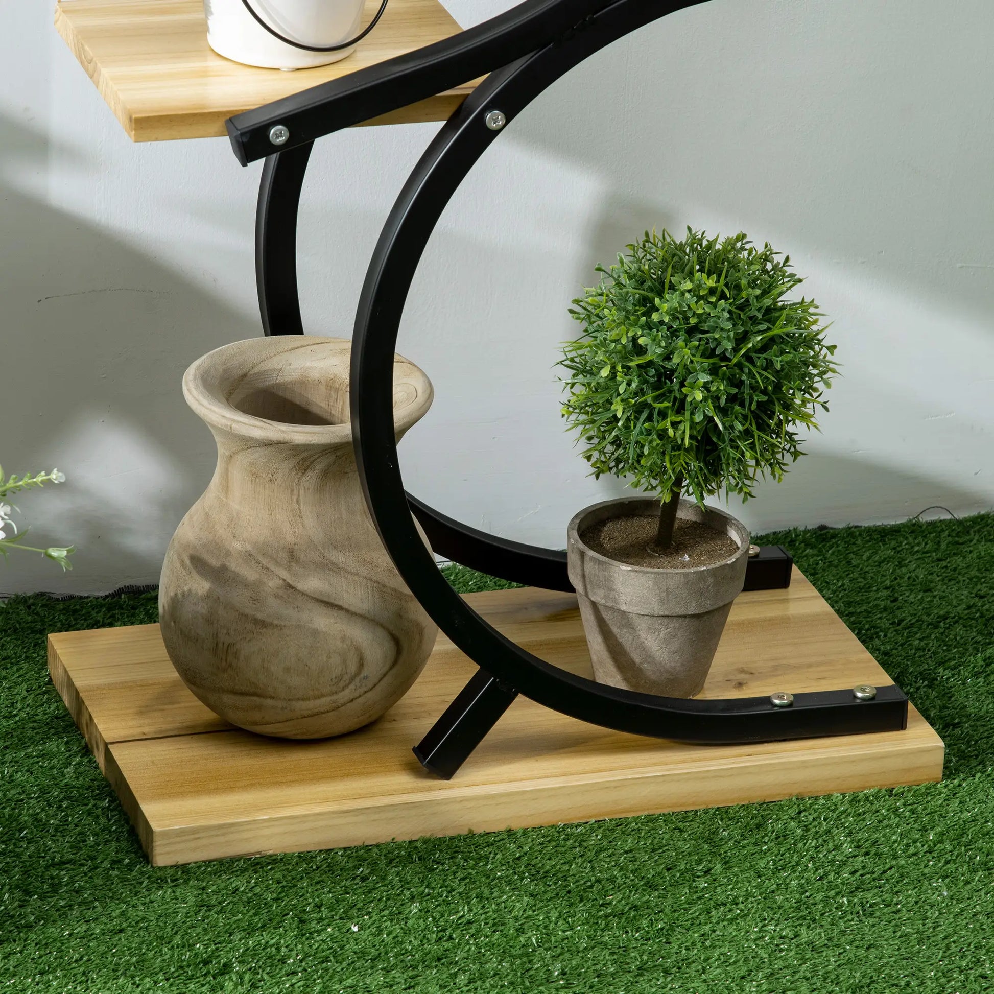 Nancy's Farini Plantenrek - Plantenstandaard - Bloemenstandaard - Zwart / Hout