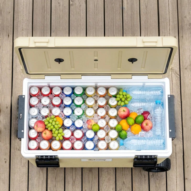 Nancy's Sparone Koelbox - Koeler - Campingkoelbox - Draaggreep en Wielen - Kaki - 70 Liter