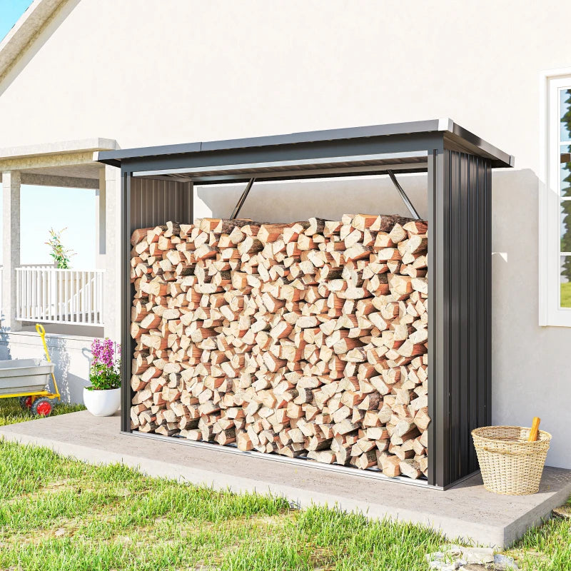 Nancy's Morfasso Haardhout Opslag - Brandhoutopslag - Houtopslag - Haardhoutrek - Grijs - Staal