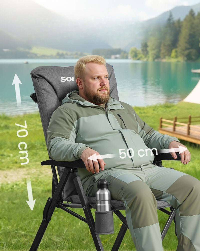 Nancy's Rovetta Campingstoel - Kampeerstoel - Verstelbaar - Opvouwbaar - Grijs