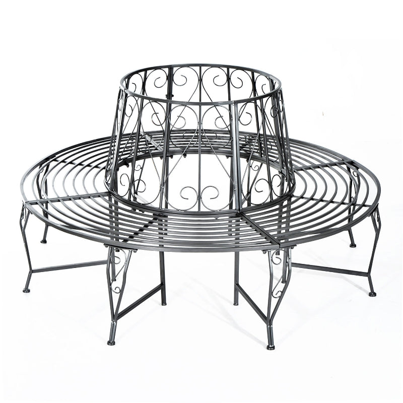 Nancy's Rumato Round Garden Bench - Garden Seat - Garden Furniture - Round Bench - Steel - Silver