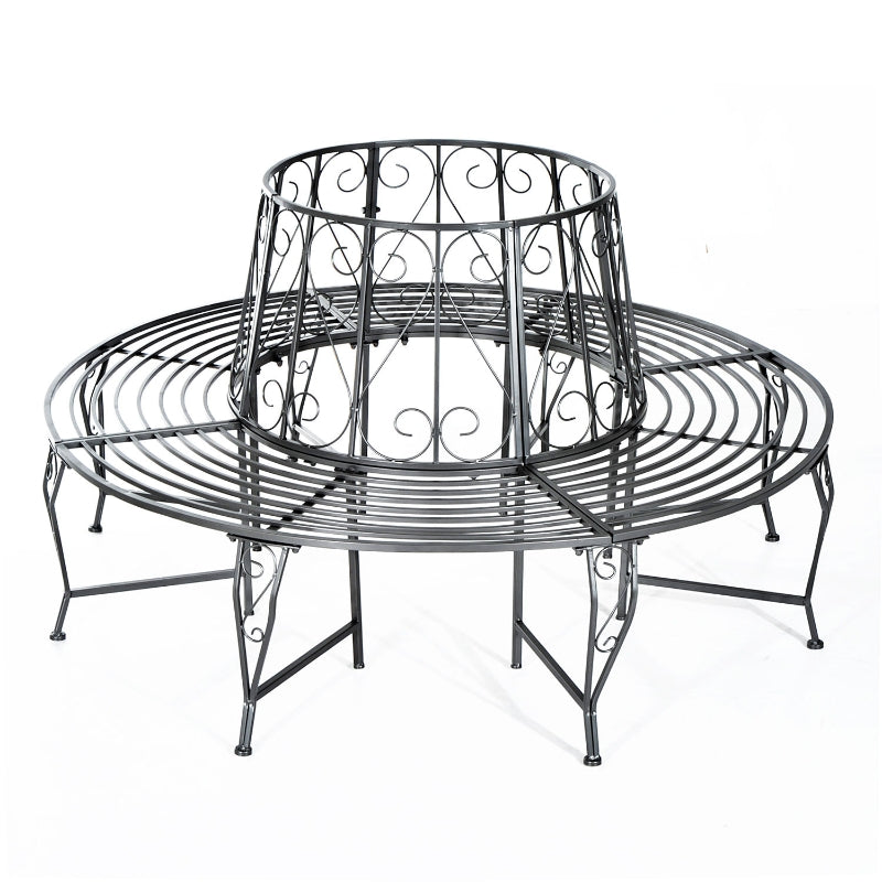 Banc de jardin rond Rumato de Nancy - Siège de jardin - Mobilier de jardin - Banc rond - Acier - Argent