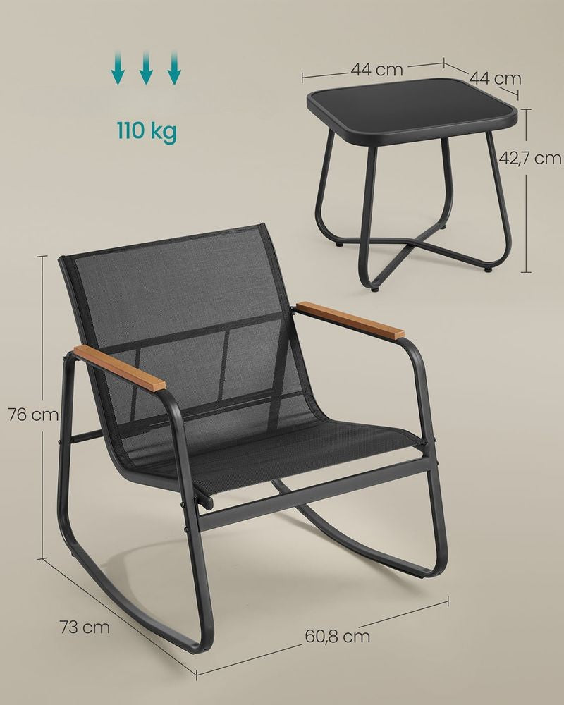 Nancy's Enemonzo Tuinset - Tuinmeubelset - Tuinstoelen met Schommelfunctie - Zwart