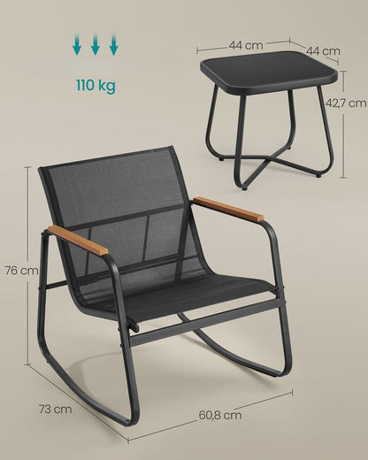 Nancy's Enemonzo Tuinset - Tuinmeubelset - Tuinstoelen met Schommelfunctie - Zwart