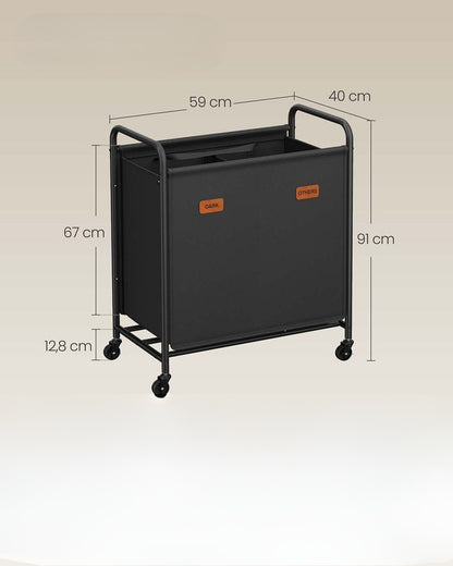 Nancy's Gragnano Wasmand - Wasbox - Wassorteerder - 2 Vakken - Zwart - 140 Liter