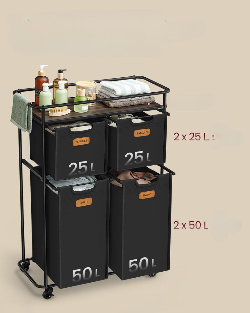 Nancy's Nave Wasmand - Wassorteerder - Wasbox - Zwart / Bruin - 150 Liter