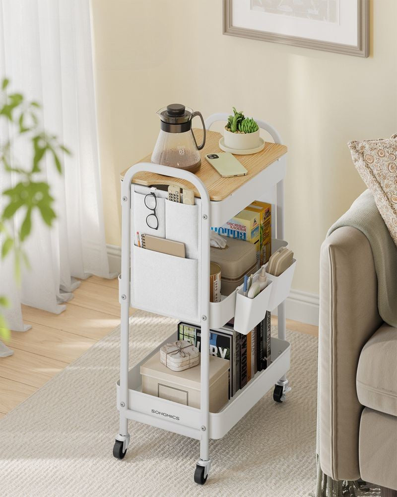 Nancy's Monzone Trolley - Keukentrolley - Serveerwagen - Wit - Staal - ± 45 x 30 x 75 cm