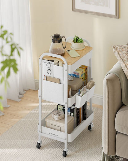 Nancy's Monzone Trolley - Keukentrolley - Serveerwagen - Wit - Staal - ± 45 x 30 x 75 cm