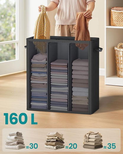 Nancy's Molinella Wasmand - Wasbox - Was sorteerder - 3 vakken - Zwart - 160 Liter