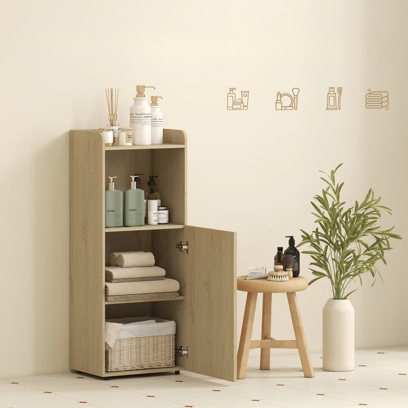 Nancy's Pederobba Badkamerkastje - Badkamermeubel - Eikenhout look - ± 40 x 30 x 105 cm