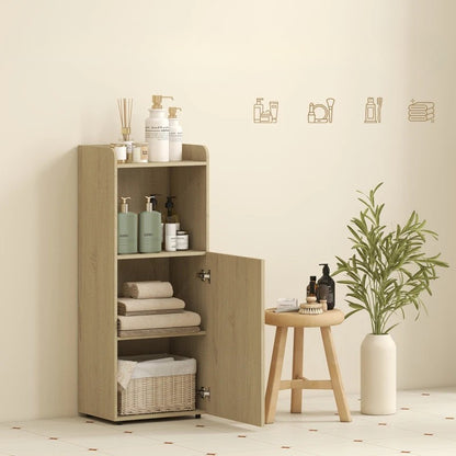 Nancy's Pederobba Badkamerkastje - Badkamermeubel - Eikenhout look - ± 40 x 30 x 105 cm