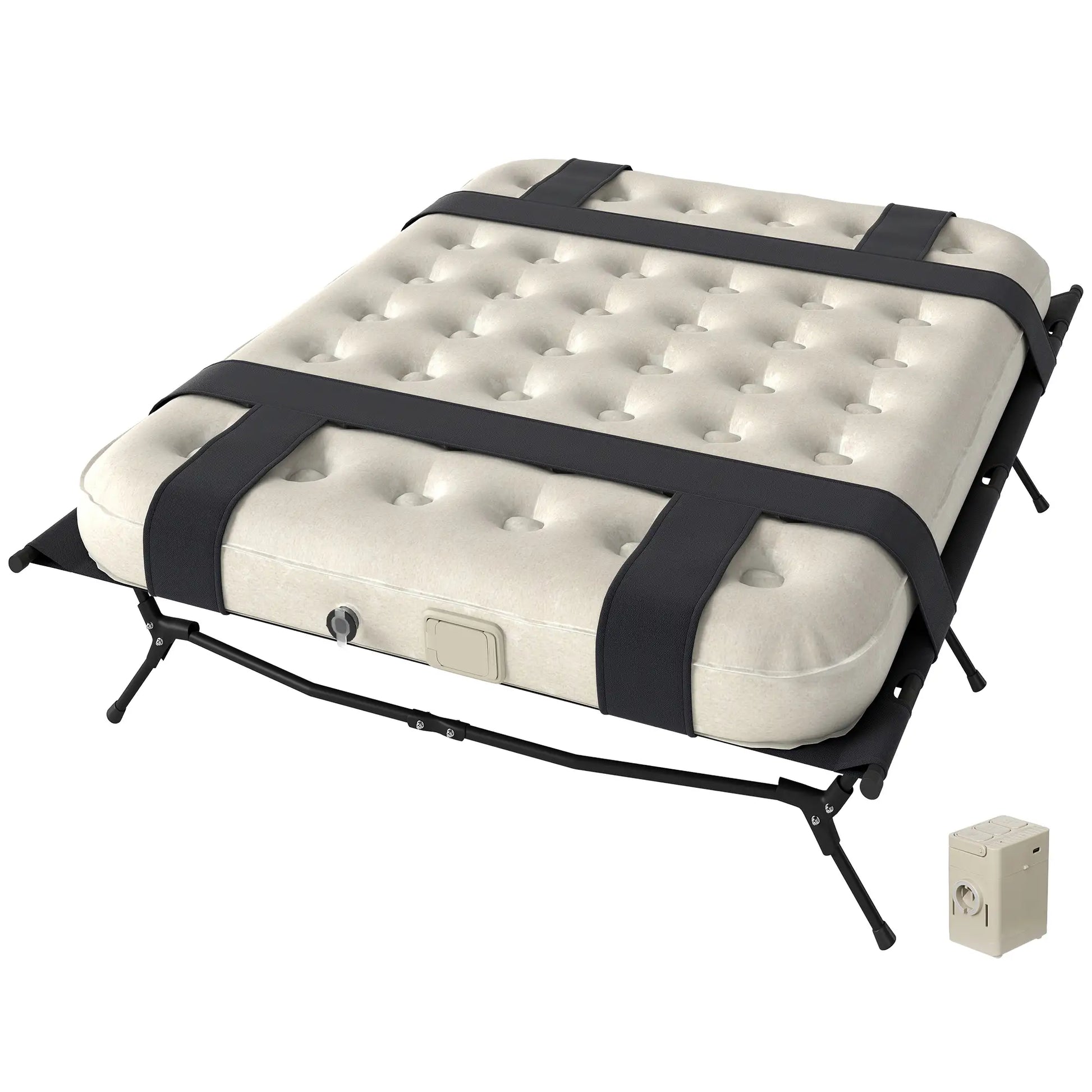 Nancy's Druogno Campingbed - 2-Persoons Luchtbed - Automatische Luchtpomp - Zwart / Kaki
