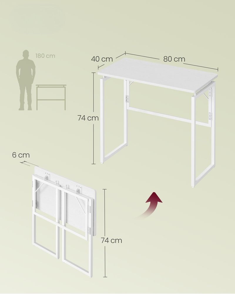 Nancy's Pradleves Laptoptafel - Laptopstandaard - Inklapbaar bureau - Wit - ± 80 x 40 x 75 cm