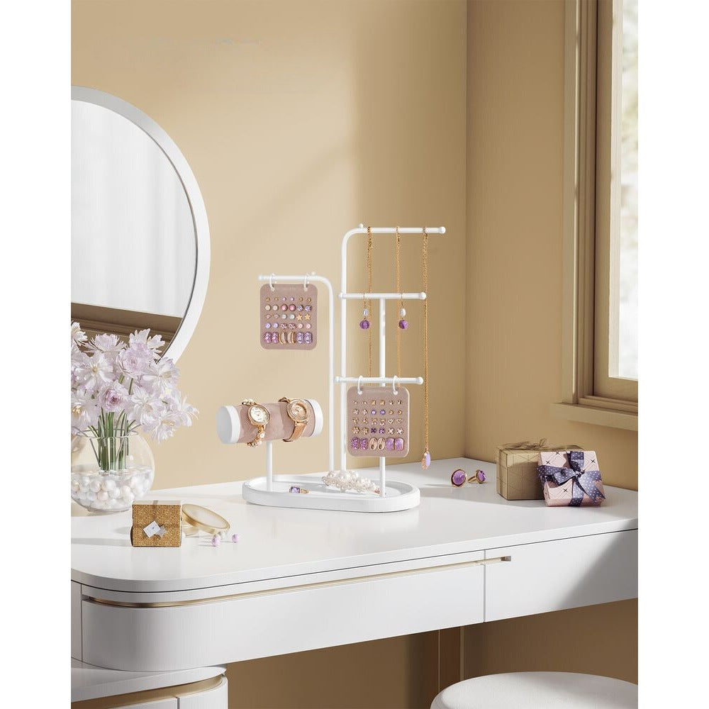 Nancy's Coutada Sieradenhouder - Sieraden rek - Sieradenstandaard - Wit - Staal / Fluweel - Nancy Homestore