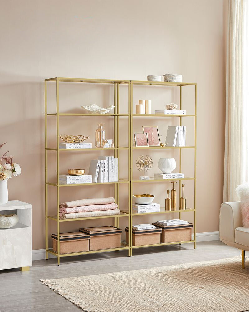 Nancy's Swindon Wall Cabinet Gold - Bibliothèque - Moderne - Acier - Verre - 80 x 30 x 177,3 cm