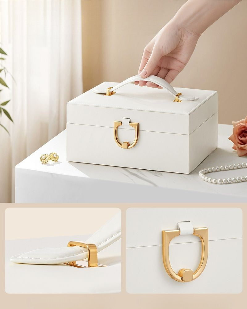 Nancy's Picciano Sieradendoos - Sieraden Kistje - Crèmewit - Fluweel - ± 20 x 17 x 10 cm