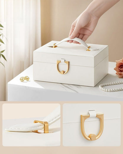 Nancy's Picciano Sieradendoos - Sieraden Kistje - Crèmewit - Fluweel - ± 20 x 17 x 10 cm