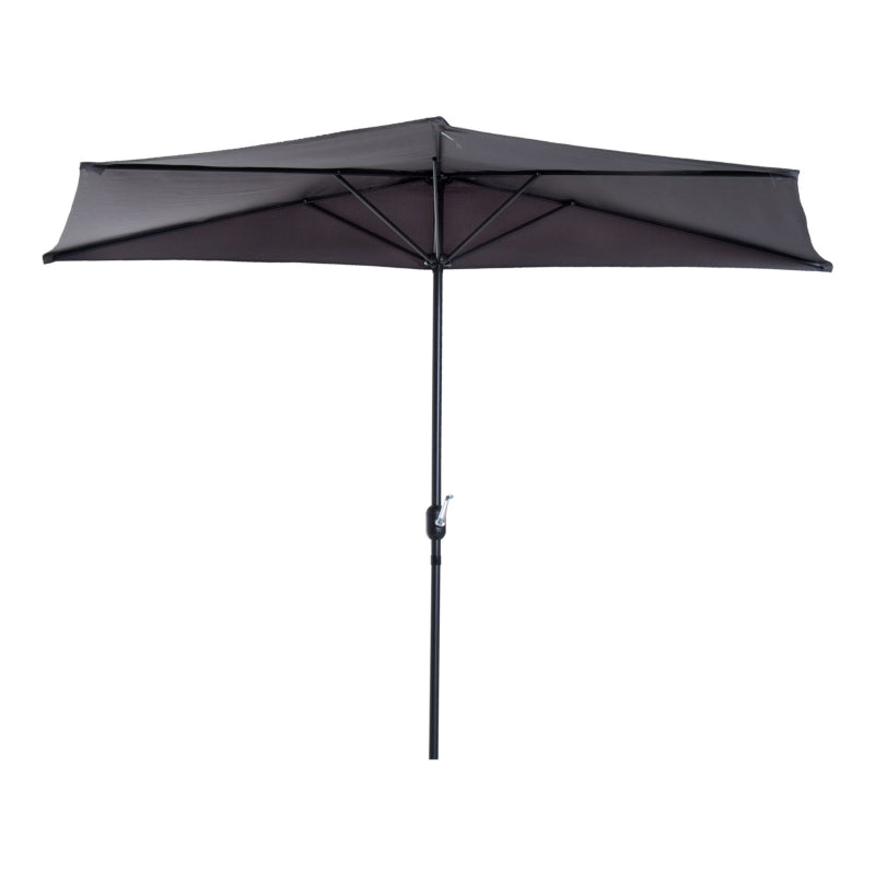 Nancy's Vacaville Parasol - Garden umbrella - Sun protection - Half round - Crank - Aluminum - Half round - Gray - Black - ± 300 x 150 cm