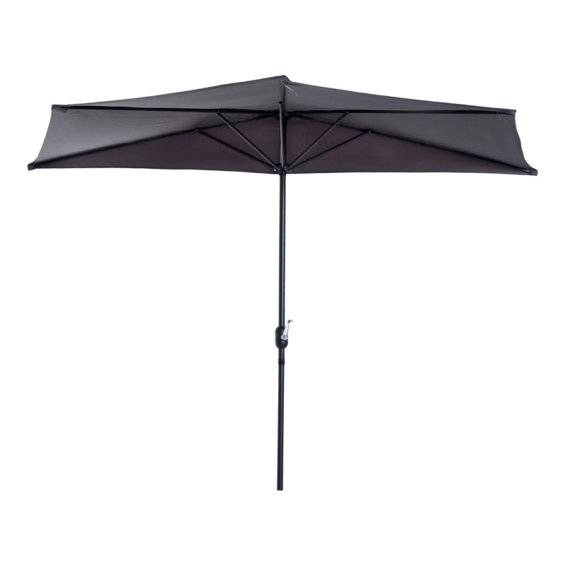 Nancy's Vacaville Parasol - Tuinparaplu - Zonwering - Halfrond - Zwengel - Aluminium - Halfrond - Grijs- Zwart - ± 300 x 150 cm