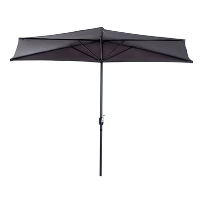 Nancy's Vacaville Parasol - Parasol de jardin - Protection solaire - Demi-rond - Manivelle - Aluminium - Demi-rond - Gris - Noir - ± 300 x 150 cm