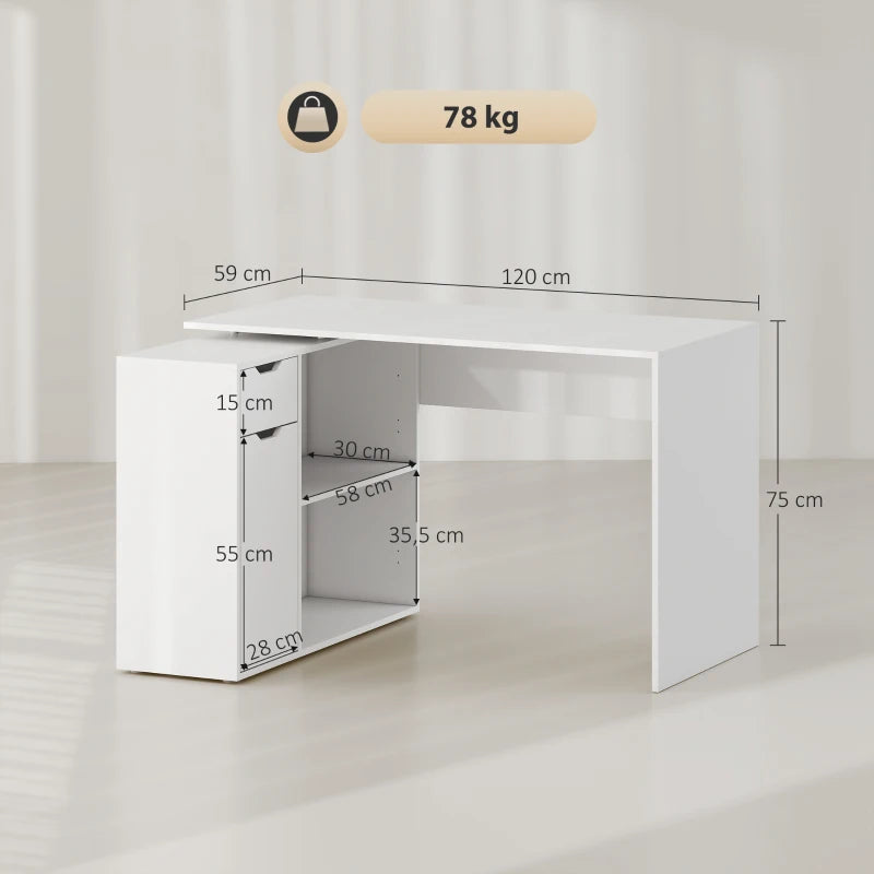 Nancy's Missanello Hoekbureau - Bureau Hoek - Computertafel - Wit -120 x 95 x 75 cm