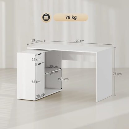 Nancy's Missanello Hoekbureau - Bureau Hoek - Computertafel - Wit -120 x 95 x 75 cm